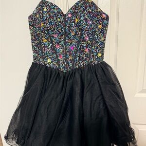 Narianna Multicolor Sequin and Black Tulle Dress